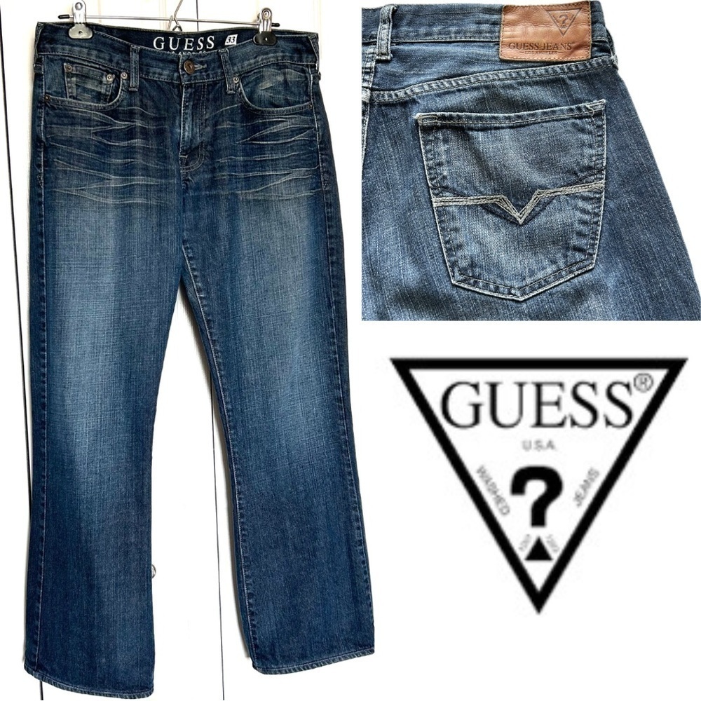 Guess Men’s Falcon Slim Boot Distressed Jeans Size33x32